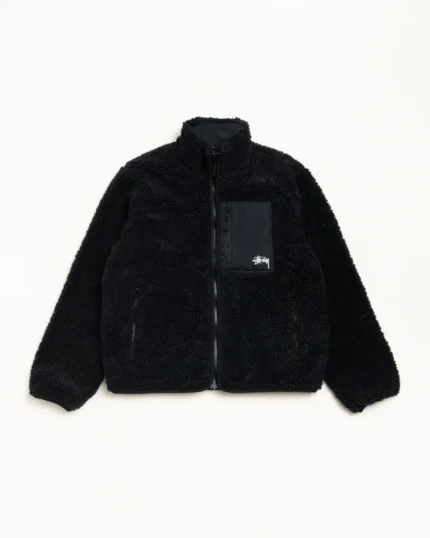 Veste Sherpa Réversible Noire