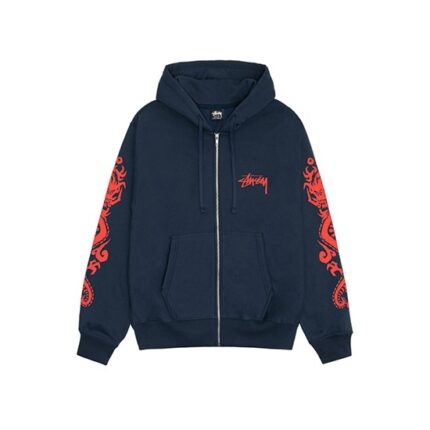 Sweat à capuche zippé Stussy Dragons Bleu Marine