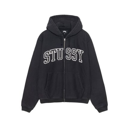 Sweat à capuche zippé Stussy Outline Noir